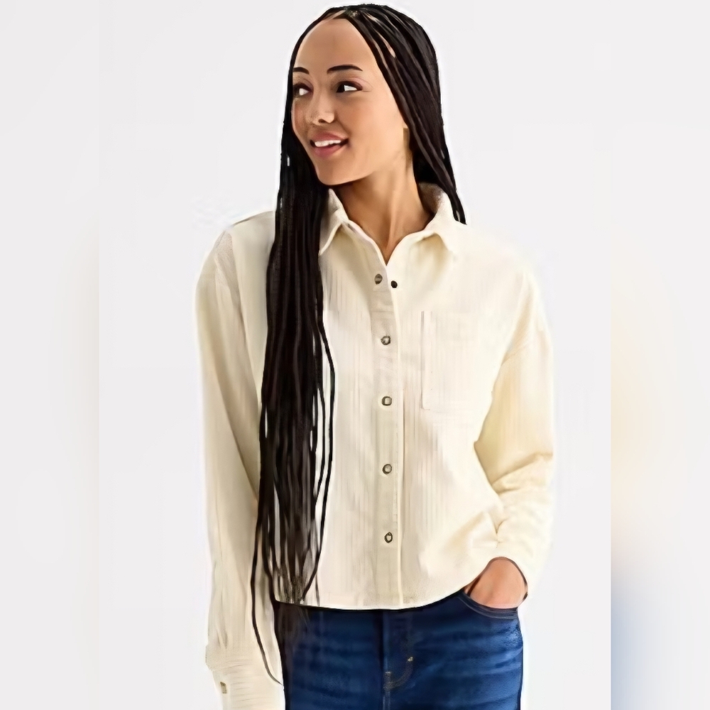 Love Notes Women's Light‎ Cream Shirt Jacket